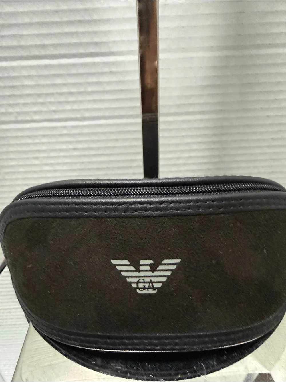 Emporio Armani Black and Gold Semi-Rim Cat-Eye Glasses w/New Case
